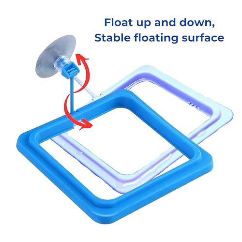 Square Turtle Feeding Ring with Suction Cup and 4 Pcs Nitrifying Balls Set, Fish Food Holder and Aquatic Toys for Turtles Tortoise Goldfish Guppy Koi Puffer, Aquatic Turtle Tank Accessories (Square)