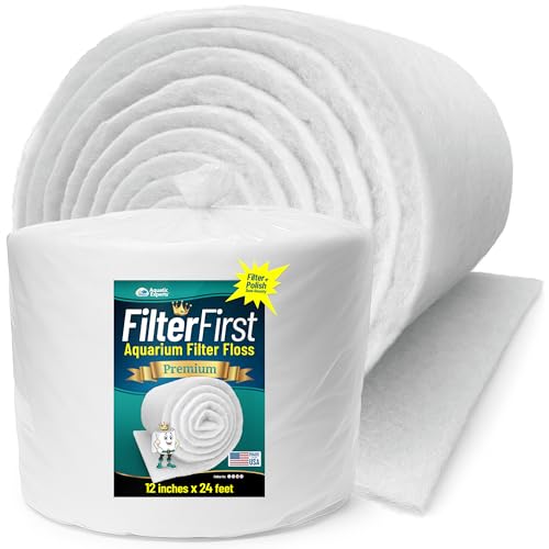 Aquatic Experts Aquarium Filter Floss for Fish Tank Filters - FilterFirst Aquarium Filter Pad - Media Roll for Crystal Clear Water, 3/4" - 1" Thick (12 Inch Wide, 24 Feet Long) - size: 24 Feet Long