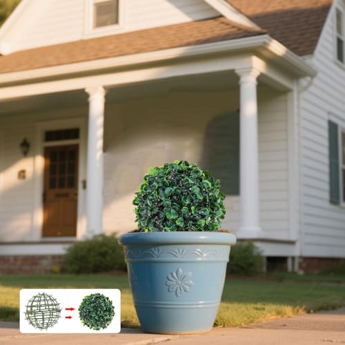 Topiary Ball Frame Set of 2, 6 Sizes Plastic Plant Support Cage, Artificial Grass Ball Frame for DIY Flower Arrangement, Boxwood Moss Ball Holder for Wedding Home Garden Decoration (15cm/6inch) - size: 15cm/6inch
