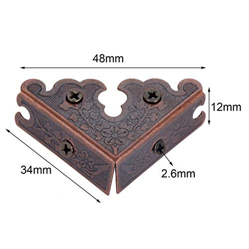 dophee 4Pcs Decorative Corner Protectors, Retro Style Edge Safety Guards Covers for Picture Frame Album Jewelry Box Gift Box Wooden Case Chest Tables Cabinet Furniture, 1.34"x1.34"-Red Copper - color: Red Copper