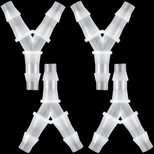 PAGOW 4 Pcs Hose Barb Fitting, 1/4" Plastic Hose Barb Tee 3 Way Y Shape Barbed Fitting for Air Line Tubing Pipe, Oxygen Tubing Pipe, Household Fuel, Gas, Water - size: 1/4" (4 Pcs)