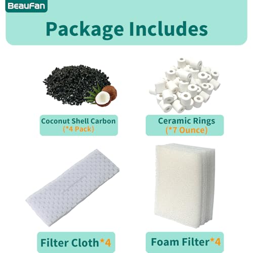 2 Aquarium Filter Media Kits Compatible with Fluval C2 (30 Gal) Aquarium Power Filter, Includes 4 Pack Foam Pads, 4 Pack Tarpaulins, 4 Pack Activated Carbons and 1 Pack Ceramic Ring - size: C2 Series