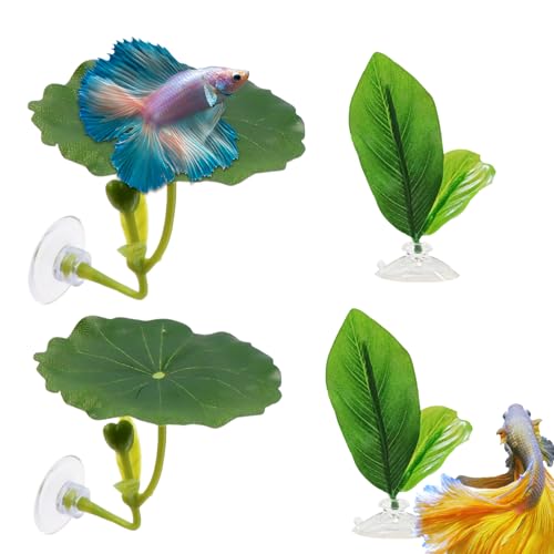 Betta Resting Leaf – Artificial Aquarium Plant Bed, Fish Tank Sleeping Pad | Soft Floating with Strong Suction Cup Support for Betta Comfort Relaxation