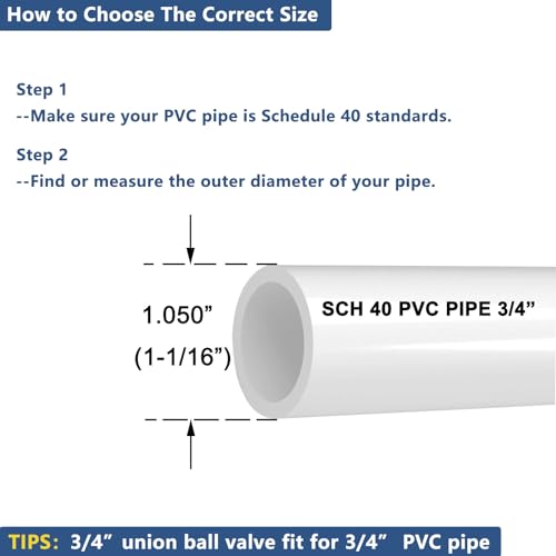 3/4" UPVC Union Ball Valve, Pool True Union Full Flow Ball Valve for Water System, U.S. ASTM EPDM O-Rings, Rated at 230 PSI, 3/4 inch Socket (3/4") - size: 3/4 Inch (0.75"), style: Pack of 1
