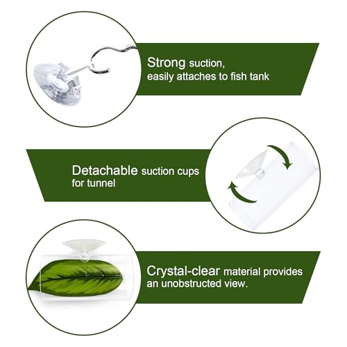 Acrylic Betta Hammock Tunnel, Betta Fish Tank Accessories & Aquarium Tunnel Decor, Fish Tank Hideout with Soft Faux Leaf Hammock, Beta Bed Resting Spot for Bettas (S Size — 3.14" × 1.57" OD) - size: S Size — 3.14" × 1.57" OD