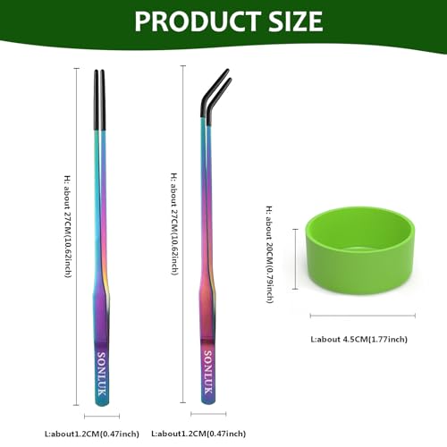 3 PACK Stainless Steel Reptile Feeding Tongs,10.62" Straight &Curved Long Feeding Tweezers&Bowl Set,Non Slip Feeding Tools with Rubber Tip,Bearded Dragon Tank Accessories (A-colorful) - color: A-colorful