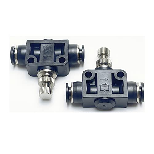 Pneumatic SCF Series 1/4 Inch Tube OD Air Flow Control Valve,Union Pneumatic Speed Control Flow Controller SCF-1/4(Pack of 2) - color: Black, size: 1/4" OD
