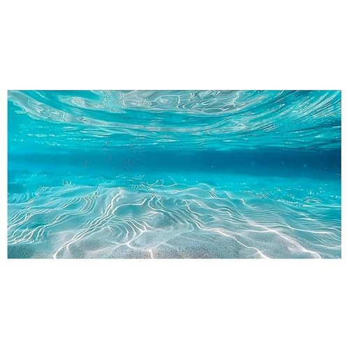 Undersea Theme Aquarium Background, Teal Ocean Floor Tropical Tank Fish Tank Backdrop Decor, Polyester Fabric with 6 EVA Double-Sided Tapes 48x24 inches/120x60 - color: Teal, size: 48"L x 24"W