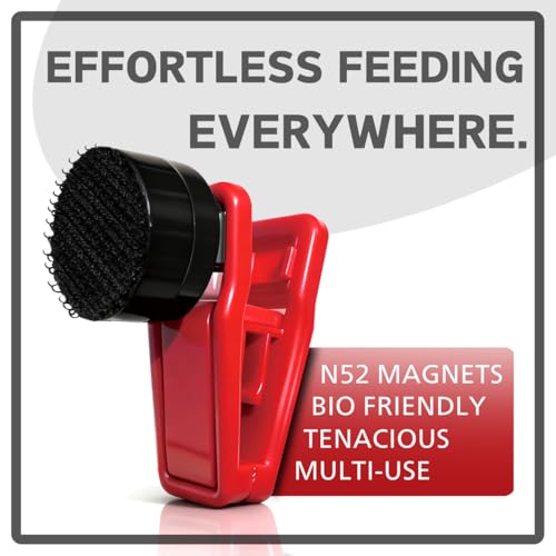 Magnetic Seaweed Feeder Clip, N52 Strong Magnet – Rust-Proof ABS, Wavy Bite Grip for Nori, Replaces Suction Cups, Saltwater Freshwater Tank Accessories up to 0.6" Glass (Blcak+Red) - color: Blcak+Red