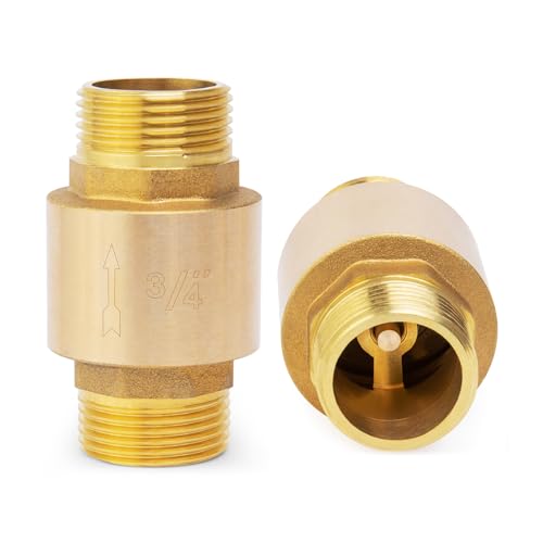 ChillWaves Brass In-Line Spring Check Valve DN20 3/4" Male Thread, One-Way Non-return Vertical Check Valve for Backflow Prevention(2-PACK) - size: 3/4" Male x 3/4" Male(DN20), style: PACK OF 2