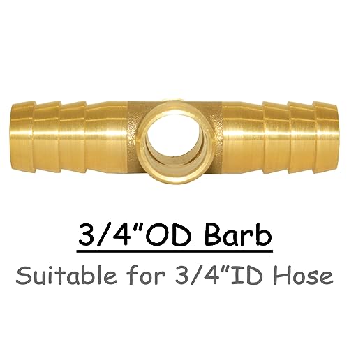 Uenede 2PCS Solid Brass 3/4"OD Barb Fittings 4-Way Union Intersection Hose Pipe Barb Fitting for Water/Oil/Gas - size: 3/4" Barb, style: Cross (4 Way)
