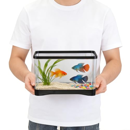 2 Gallon Plastic Rectangular Fish Tank, Large Clear Shatterproof Aquarium for Betta Fish Reptiles Succulents Flower Centerpiece, Fish Terrarium for Centerpiece Home Office Desktop Decors Gift