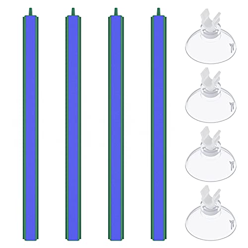 Pawfly Aquarium Air Stone Bar Bubbler 12 Inch, Fish Tank Bubbler Stone with 4 Suction Cups Square Oxygen Diffuser for Air Pump Fish Tank Pond and DWC Reservoir, 4 Pack