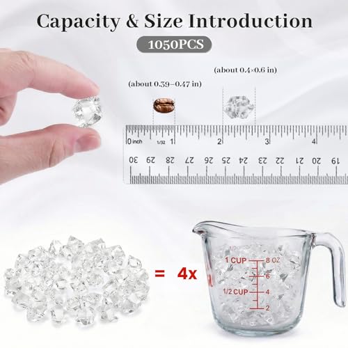 DomeStar 1050PCS Clear Fake Ice for Vase Fillers, Acrylic Fake Crystal Clear Vase Fillers Fish Tank Centerpiece Party Table Scatter Decor(0.4 x 0.6 inch) - color: Clear