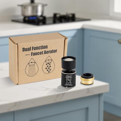 Hibbent NSF/ANSI/CAN 61 Certified Faucet Aerator, CUPC Certification 360° Swivel Kitchen Sink Aerator, 2-Flow Sink Sprayer Attachement, Faucet Replacement Part 55/64 Inch Female Thread - Matte Black - color: Matte Black, style: Classic 360 Degree Faucet A