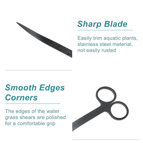 Stainless Steel Aquarium Scissors, Wave Design, Professional Aquaplant Maintenance Tool, Black, 1 Pcs
