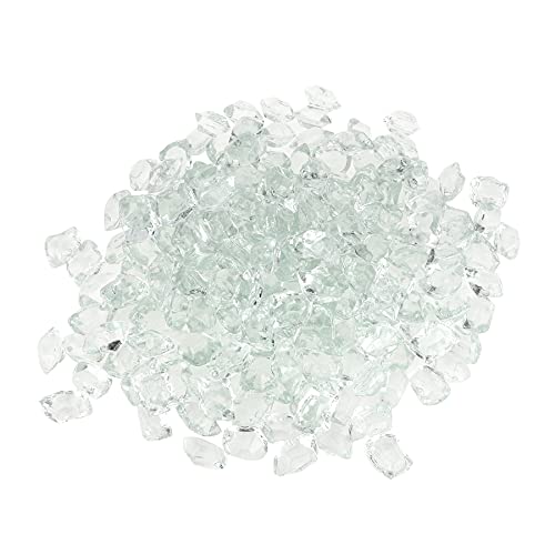 Onlyfire 1/2-Inch Polygon Fire Glass, 10 Pound Pack Glass Rock for Fireplace Fire Pit & Lanscaping, High Luster Crystal - color: Crystal, size: 1/2 inch