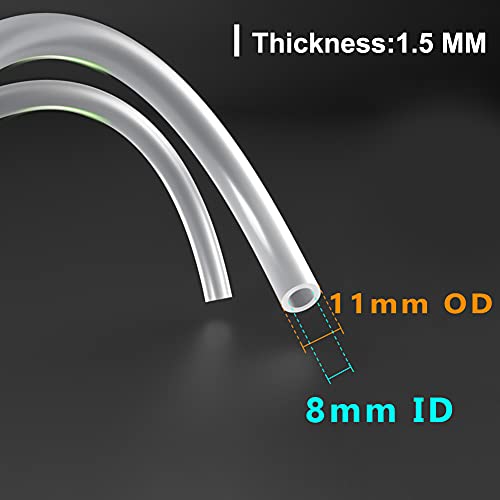 Feelers Silicone Tubing, Food Grade Pure Siliconce Hose 8mm ID 11mm OD 3.3ft, High Temperature Resistant Flexible Hose for Water Air Pump, Aquarium, Home Brewing, Kitchen - size: 8mm-11mm, style: 3.3 Feet