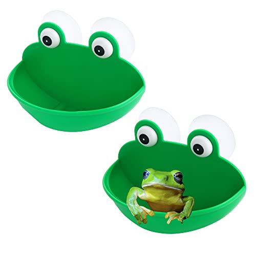 Pensino Frog Habitat Frog Dish Holder with Suction Cup, Frog Terrarium Cute Fish Tank Decoration for Tree Frog Toad Tadpole Small Aquatic Animal(2PC) - color: 2pc