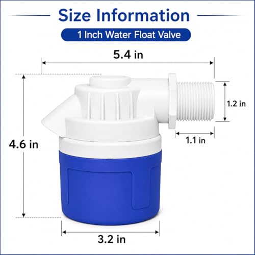 1 Inch NPT Threaded Automatic Water Float Valve, Heavy Duty PVC Auto Water Level Control Valve for Livestock Water Trough, Water Tank, Pool, Pond, Aquarium（1 Pack） - size: 1 Inch