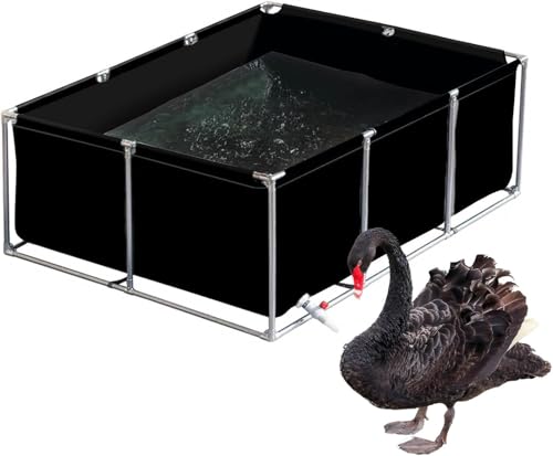 Large Outdoor Fish Holding Tank with Drain Valve, Canvas Fish Pond.Large Outdoor Fish Holding Tank - Above Ground PVC Pool for Koi, Turtles & Aquatic Life with Durable Steel Frame & Canvas L - color: Black, size: 2×1×0.7m(6.5×3.3×2.3ft)