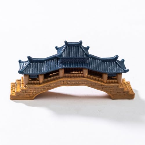 12 Pcs Chinese Miniature Garden Decor Set, Mini Plastic Pavilions Bridge Figurines for DIY Craft Micro Landscape Decor, Fairy Garden Accessories, Bonsai Terrarium Pond Lawn Ornaments
