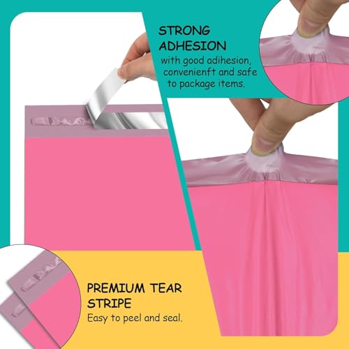 Poly Mailers 10x13 Inch 200 Pcs - Pink Waterproof Shipping Envelopes for Small Business with Tear Resistance and Self-Sealing Feature - Ideal Packaging Bags for Mailing, Shipping, and More - color: Pink, size: 10x13 Inch 200 Pcs