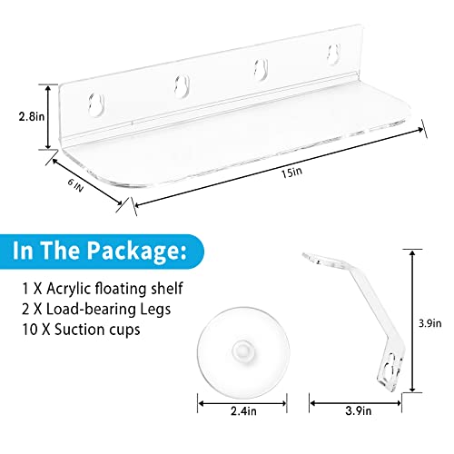 15 Inch Suction Cup Shelf for Plants Window, 6IN Extra Wide with Load-Bearing Brackets Window Shelf for Plants, Acrylic Sill Extender for Growing Herbs, Micro Vegetables, Succulents, Clear-1