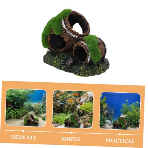 Toddmomy Fish Tank Landscape Decor Realistic Resin Barrel Aquarium Supplies Fish Decor Hideout Cave Ornament