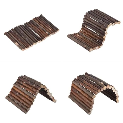 Hamster Bridge Rat Ladder Wooden Bridge Toy for Small Animals Cage Wood Ladder Natural Hideout for Guinea Pig Chinchilla Ferret Reptile (Pack of 2) (2 Ladder) - size: 8.0"L x 4.0"W