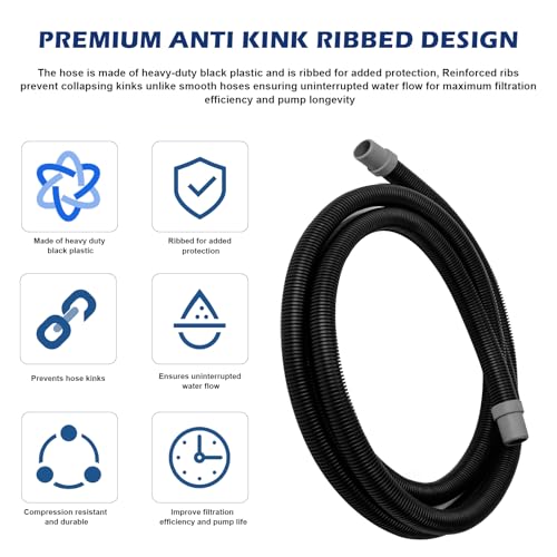 A20015 Ribbed Hosing fit for Fluval 304/305/306/307/404/405/406/407 Canister Filters, Replacement for Fluval Aquarium Filter Tubing, 9.8Ft Hose - Enhances Aquarium Filtration System Performance