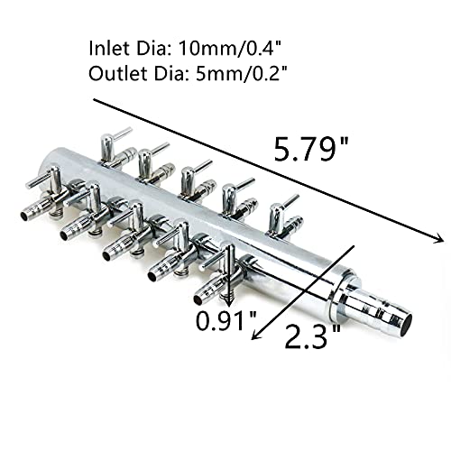 Aquarium 10 Way Inline Manifold Air Flow Pump Tubing Splitter Lever Control Valve - size: 10 Ways