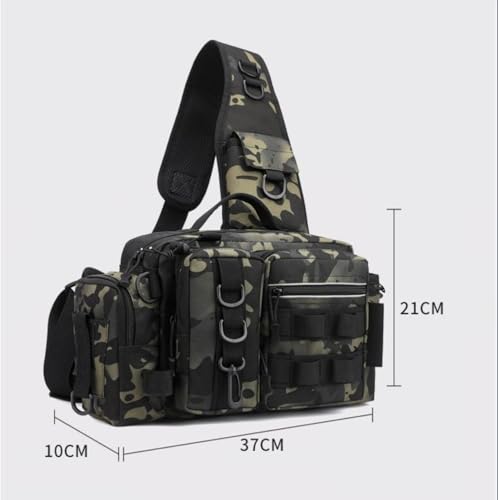 Tactical Fishing Backpack with Rod Holders,35L MOLLE Tackle Bag Water Resistant for Men and Women,Outdoor Gear Storage for Saltwater and Freshwater (Jungle Camouflage) - color: Jungle Camouflage