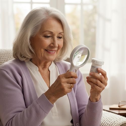 Magnifying Glass with Light 3X 45X Handheld Magnifier 3 LED Light Magnifying Glass for Reading Small Prints Reading Inspection Jewellery Hobbies Crafts (White) - color: White