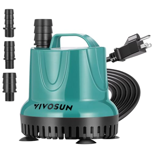 VIVOSUN 260GPH 20W Submersible Water Pump for Fish Tank, Pond, Aquarium, Hydroponic Systems with 6ft Power Cord and 3 Outlet Adapters, Blue - style: 20W; 260GPH