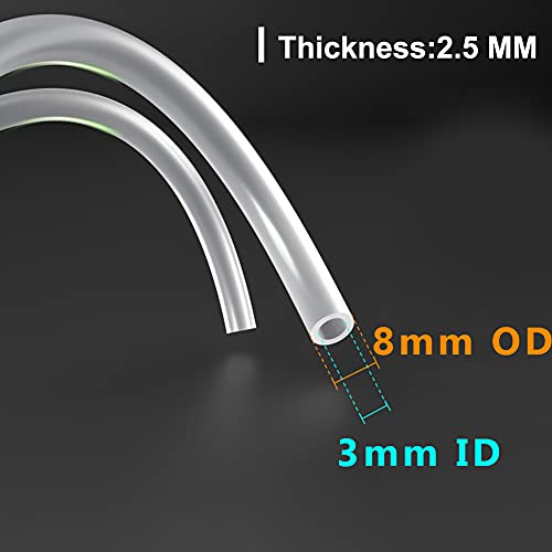 Feelers Silicone Tubing, Food Grade Pure Siliconce Hose 3mm ID 8mm OD 10ft, High Temperature Resistant Flexible Hose for Water Air Pump, Aquarium, Home Brewing, Kitchen - size: 3mm-8mm, style: 10 Feet