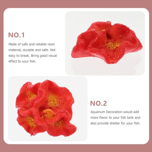 INOOMP 2Pcs Artificial Coral Aquarium Decoration Resin Fish Shrimp Habitat Cave Fish Tank Ornament Non Toxic Realistic Fake Coral Landscape for Freshwater and Saltwater Tanks