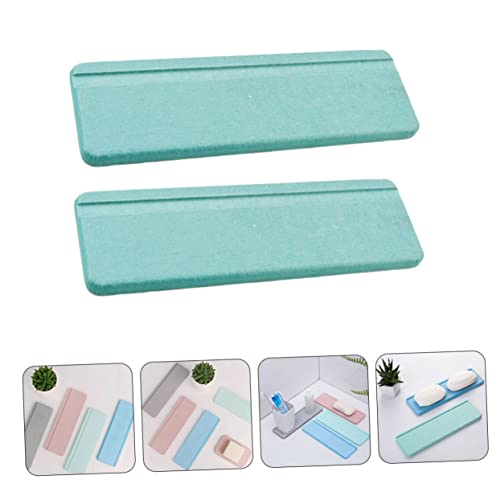 Cabilock 2Pcs Diatom Mat Absorbent Wash Pads for Bathroom Quick-Dry Soap Holder and Toothbrush Cup Cushion Multipurpose Water Absorption Mats for Sink and Washbasin - color: Green