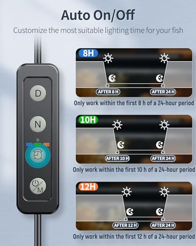 Pawfly 11W Aquarium LED Light for 12 to 18 Inch Extendable Fish Tank Light with Full Spectrum Brilliant White Blue Red Lights with Daytime & Night Modes Timer Auto On/Off Adjustable Brightness - color: Basic with Timer, size: 12"-18"