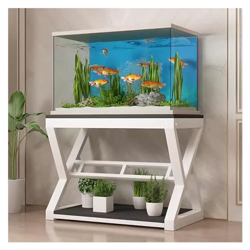 Fish Tank Stand,Metal Fish Stand Cabinet 50-122cm, Breeder Table & Rack Shelf, Durable Storage Solution for Home, Ideal for Aquatic Equipment & Supplies, Space-Saving Design - color: White Frame, size: (LxWxH)50x40x70cm