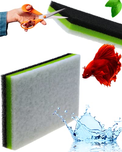 CORISRX 3IN1 Aquarium Filter Sponge Foam Pads - Filter Media for 20 Gallon Betta Fish Tank Supplies, Brine Shrimp Coarse Sponge Bio Filter Sheet - Filter Sponge Accessories (3IN1 Filter Sponge)