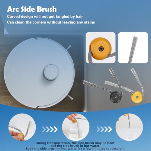 Accessories Replacement Kit for Roborock Qrevo Curv 2 Flow Robot Vacuum, 1 Main Brush, 1 Mop Rollers, 4 Filters, 4 Side Brushes, 4 Dust Bags, 1 Cleaning Tool - color: Qrevo Curv 2 Flow Accessories