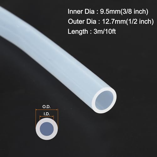 MECCANIXITY 10ft Clear Silicone Rubber Tubing 3/8" ID 1/2" OD Plastic Tube Flexible Air Hose for Brewing, Wine Making, Pump Siphon, 9.5mm x 12.7mm, with 2pcs Clamps - color: Clear, size: 3/8" x 1/2"