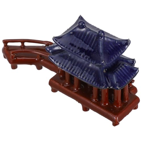Mini Pavilion Curved Bridge Aquarium Ornament for Fish Tank Decoration Ceramic Landscape Adornment for Garden and Decor Unique Indoor and Outdoor Decor