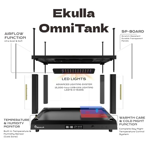 All-in-ONE Smart Reptile Tank, with air Exhaust System and Day-Night Cycle Function - Heating Thermostat, LED Ultraviolet UVB lamp, Suitable for Keeping Lizards, Geckos and Snakes - color: Black, size: City Pet 1-Plus