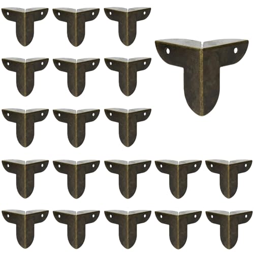 Mcredy 20 Pcs Box Corner Protectors Metal Decor Edge Guard for Box Table Cabinet with Screws 0.87" Length, Bronze - size: 20 Count (Pack of 1)
