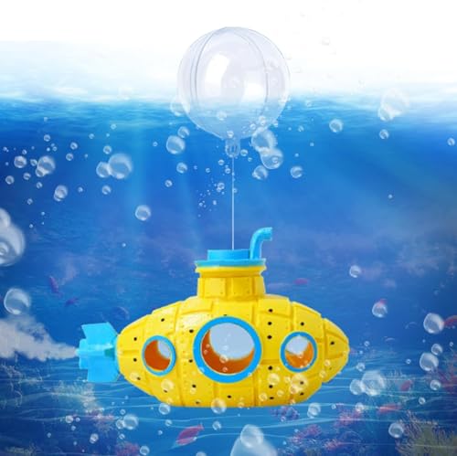 Yellow Floating Submarine Ornament for Fish Tank - Cute Retro Style Resin Decor, Safe Tankmate Toy for Betta, Cichlids, Goldfish, Shrimp, Hermit Crabs, Aquarium Accessory