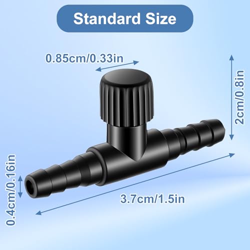 20 Pcs Aquarium Control Valve - T Shaped Aquarium Air Valves for 3/16" (4mm) ID Airline Tubing - Single Way Control Valve for Fish Tank Accessories
