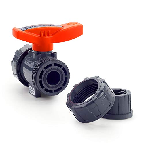 HYDROSEAL Kaplan 3/4” PVC True Union Ball Valve Threaded (NPT) with Full Port, ASTM F1970, EPDM O-Rings and Reversible PTFE Seats (3/4'') - size: 3/4''