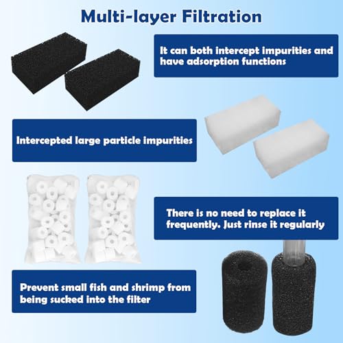 Aquarium Filter Media Replacement for AquaClear 50 Power Filter, Three-Stage Filtration Tank Filter Maintenance Kit, Fish Tank Filter for 20- to 50-Gallon Aquariums